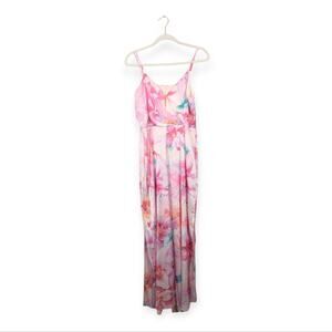 Tahari Pink Floral Sleeveless Faux Wrap Dress Size S